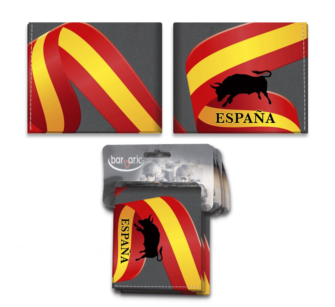 Carteira impressa com a bandeira da Espanha e touro