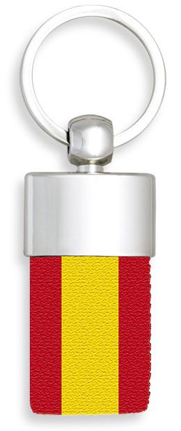Llavero con baño cromado de la bandera de España, 3,5 x 9,8 cm