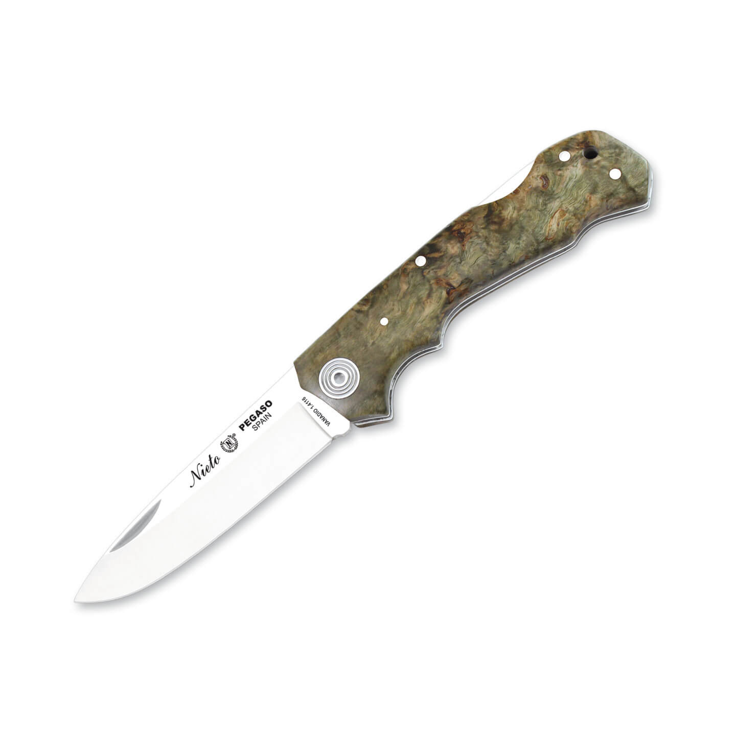 Navaja de bolsillo Nieto Pegaso con hoja drop point de 8 cm y man...