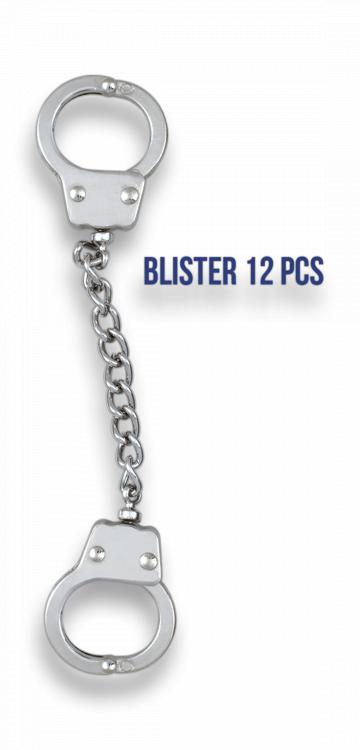Esposas pequeñas de zamak de 14 cm de longitud presentadas en blíster de 12 unidades