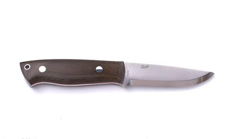 Cuchillo Bushcraft Brisa Trapper 95 scandi con mango de micarta verde y funda trapper