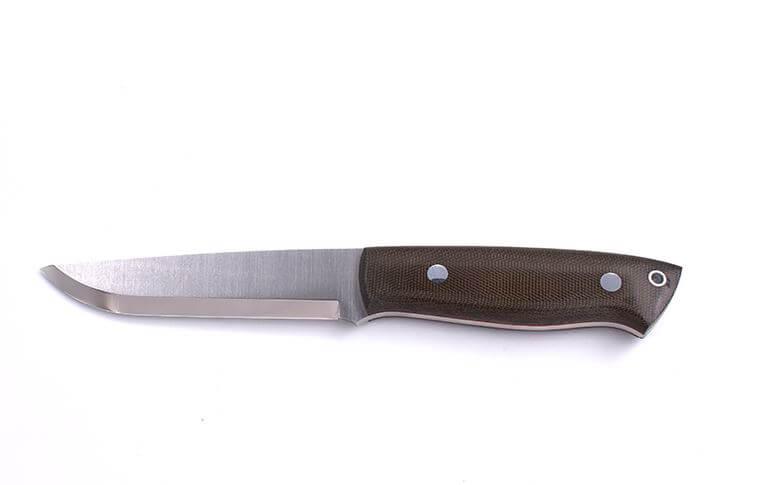 Cuchillo Brisa Trapper 115 scandi con mango de micarta verde con acero Elmax y funda bushcraft