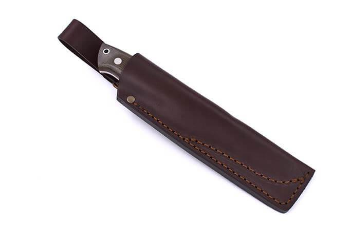Cuchillo Brisa Trapper 115 scandi con mango de micarta verde con acero Elmax y funda bushcraft