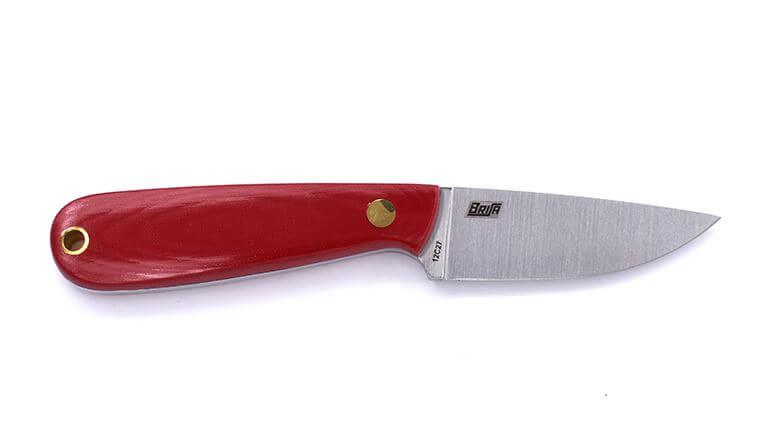 Cuchillo de cuello Brisa Necker 70 micarta roja con funda multiposición