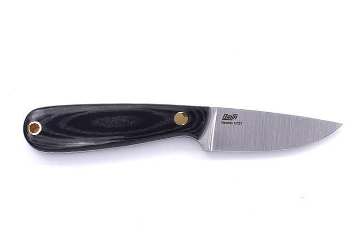 Cuchillo de cuello Brisa Necker 70 micarta negra con funda kydex