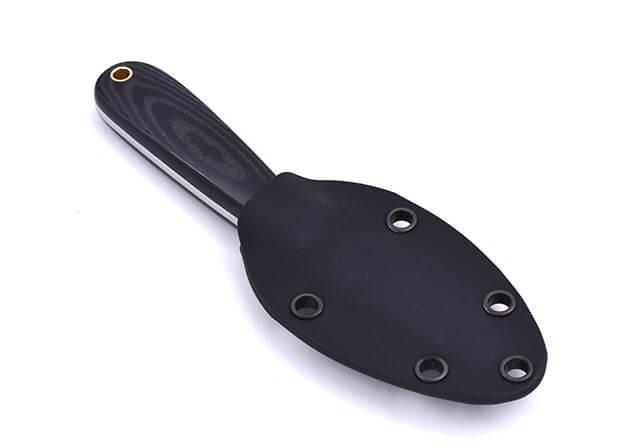 Cuchillo de cuello Brisa Necker 70 micarta negra con funda kydex