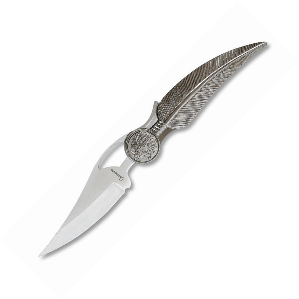 Navaja Albainox con mango de aluminio en forma de pluma, clip y h...