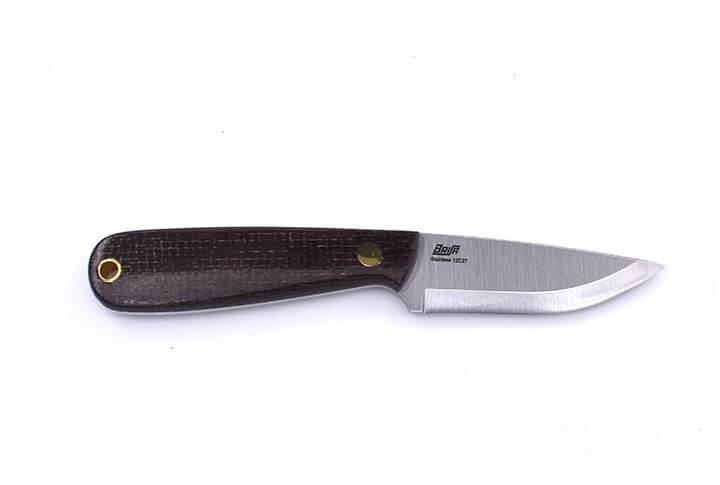 Cuchillo de cuello Brisa Necker 70 Scandi con mango de micarta bison y funda kydex