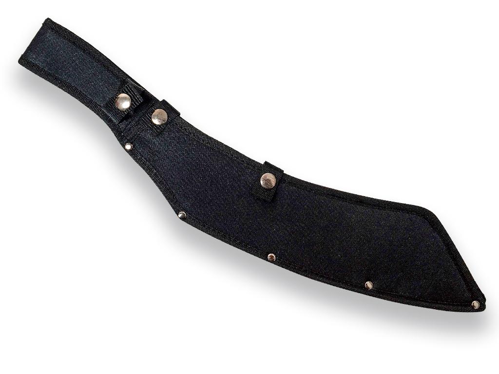 Machete Africano con hoja curva hacia abajo de 35 cm y mango de goma negra