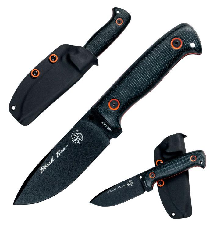 JV Black Bear con cachas de micarta negra y hoja negra
