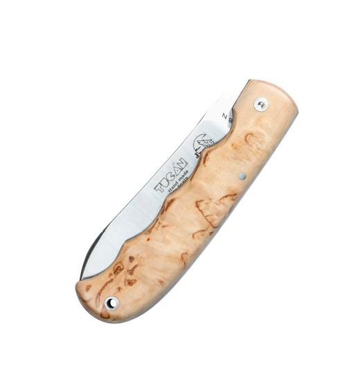 JV Tucán navaja de bolsillo con mango de madera de abedul