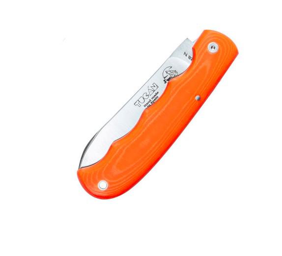 JV Tucán navaja de bolsillo con mango de micarta naranja
