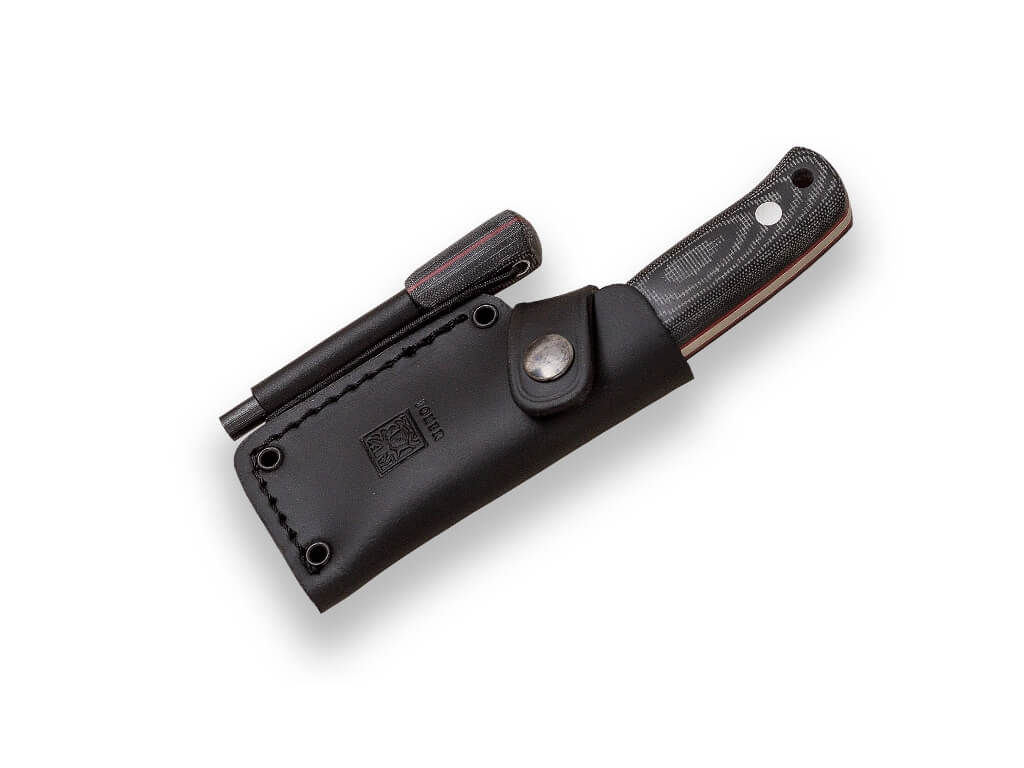 Cuchillo bushcraft Joker Erizo TS1 con mango y  pedernal de micarta negra