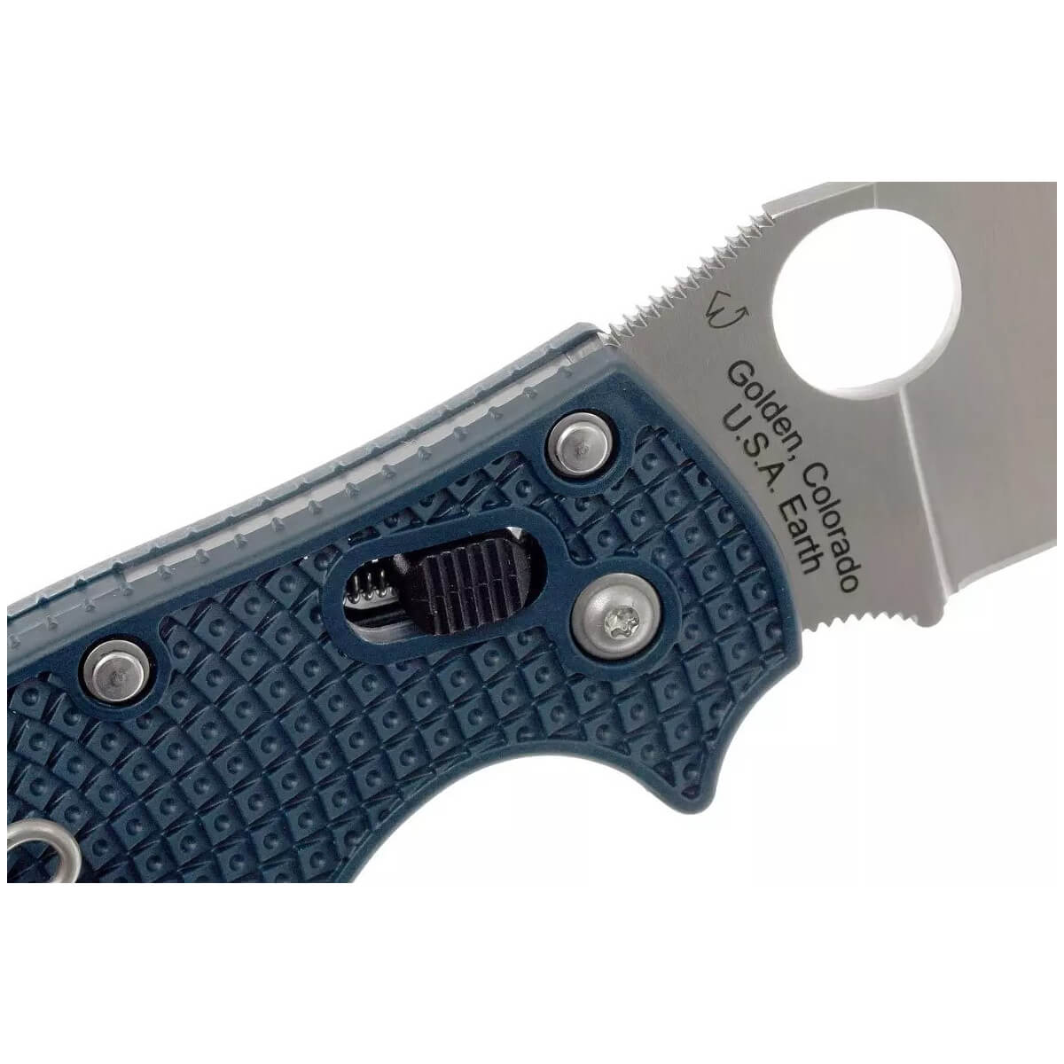 Navaja MANIX 2 con mango de fibra de vidrio azul y hoja de CPM S110V con filo liso