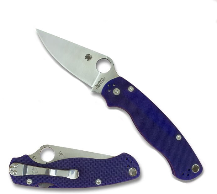Spyderco Para military 2 con mango de G10 azul y hoja de acero CPM S110V