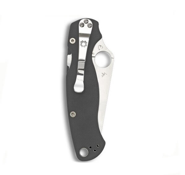 Navaja militar Spyderco Para Military 2 con mango de G10 gris y hoja de acero Maxamet