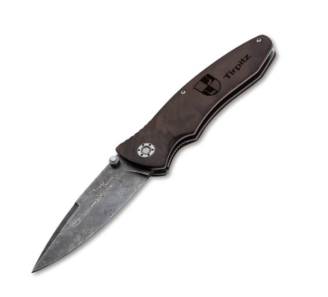 Navaja de colección Boker Tirpitz-Damast Wood con hoja de damasc...