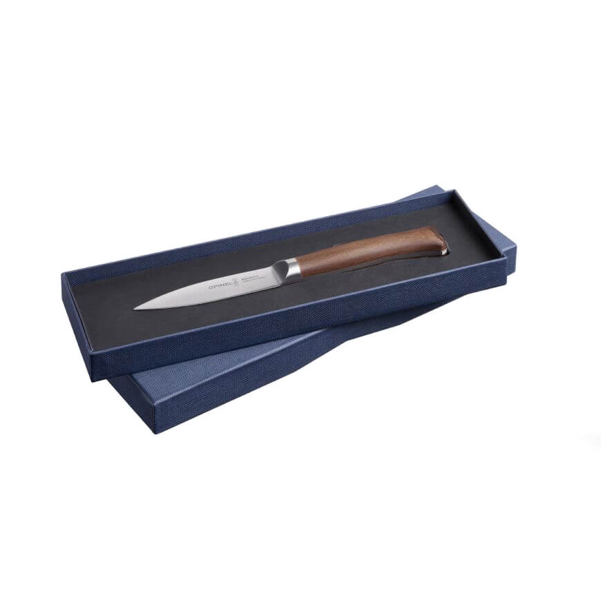 Cuchillo mondador Opinel Les Forges 1890 con mango de haya estabilizada y hoja de 8 cm