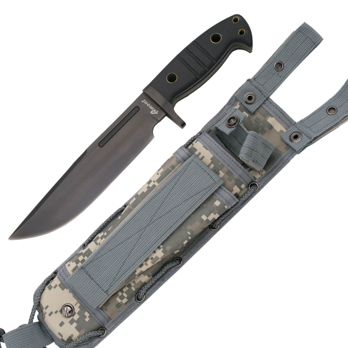 Cuchillo táctico con mango de G10 y hoja negra de 20.3 cm