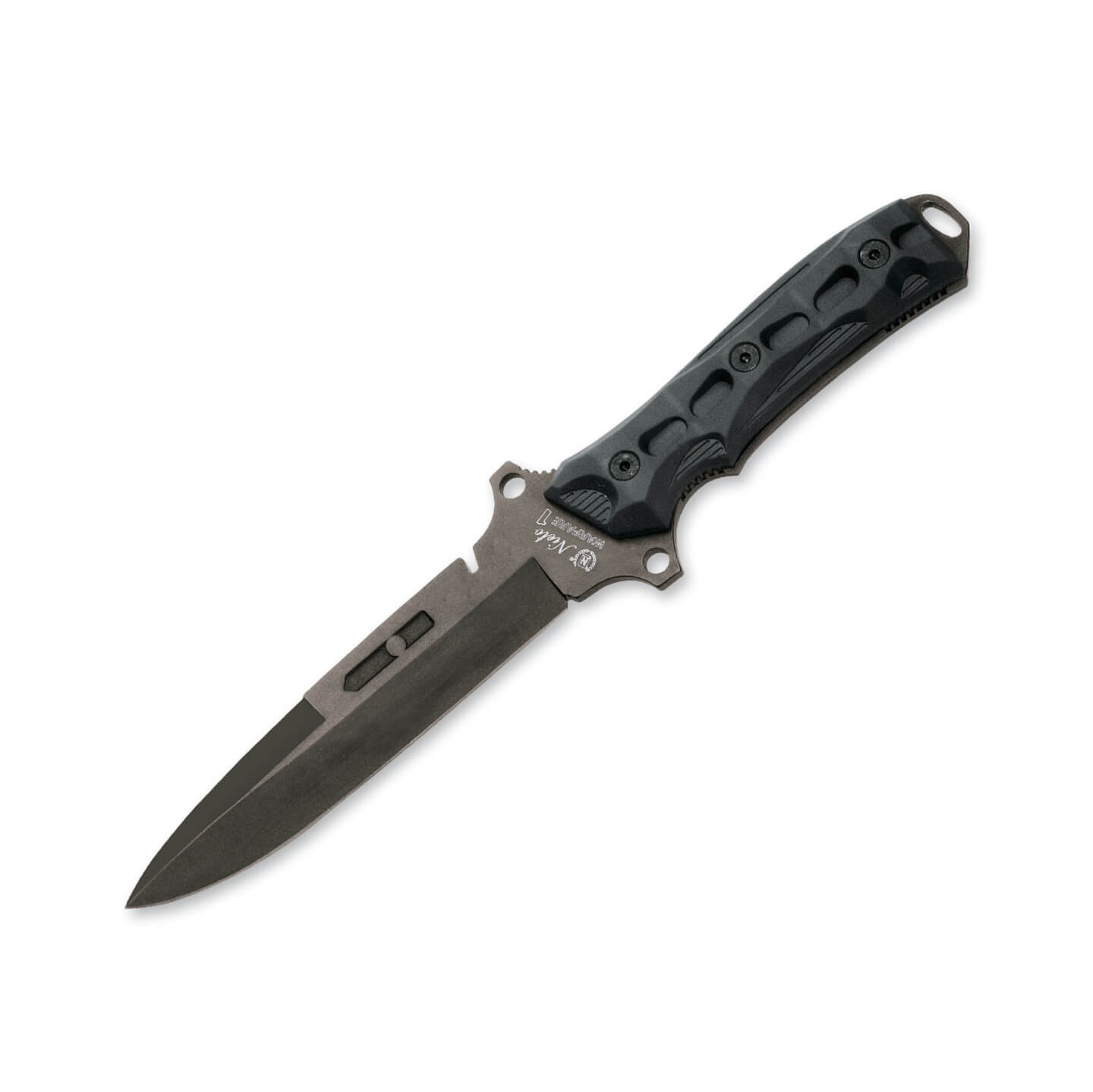 Cuchillo táctico Nieto Warfare con mango de forprene verde y hoj...