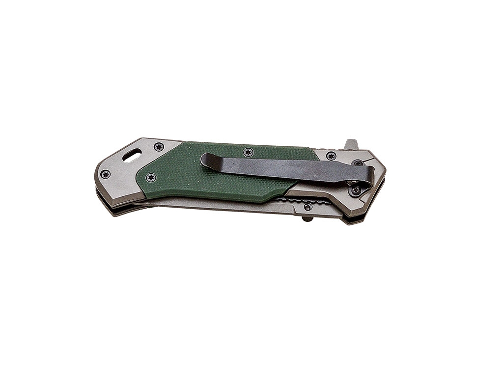 Navaja de rescate JKR PRO 10017 con mango de G10 y hoja de 8 cm con recubrimiento de titanio
