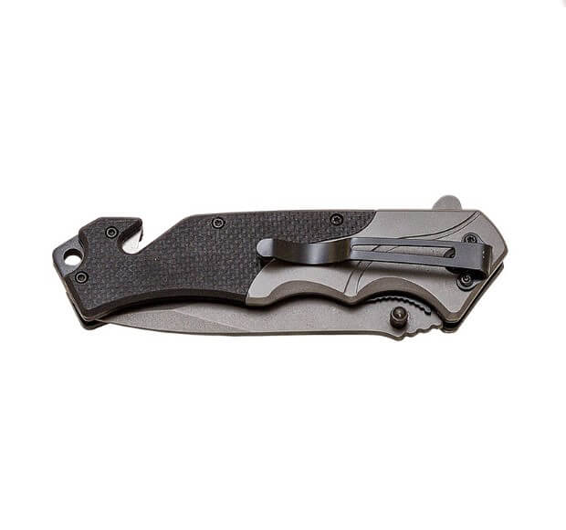 Navaja de rescate JKR PRO 10018 con mango de G10 y hoja de 9.5 cm con recubrimiento de titanio