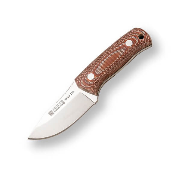 Cuchillo enterizo Erizo TS1 con mango de micarta marrón y funda ...