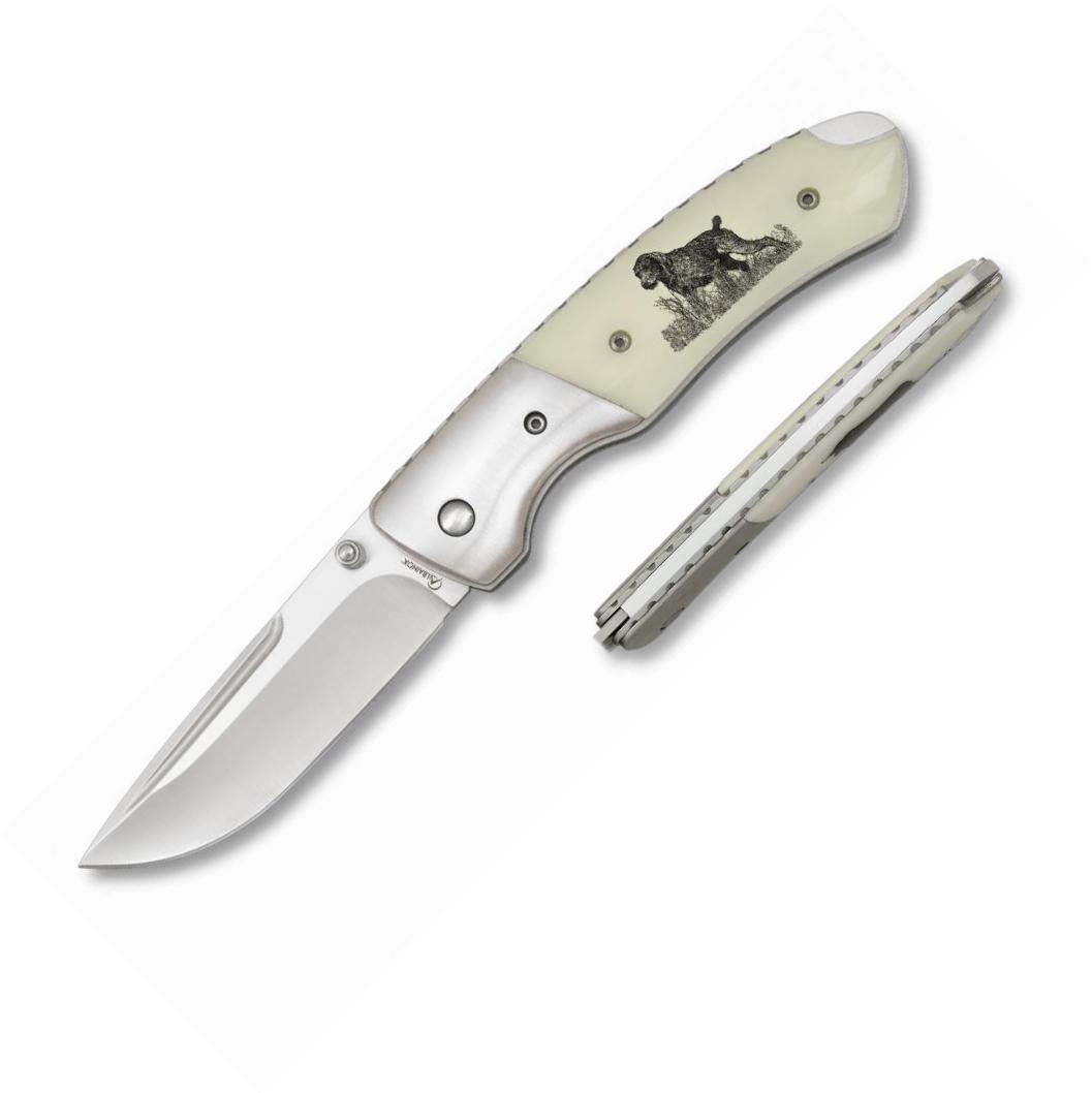Navaja Albainox Deluxe decorada con perro, con virola de acero y ...
