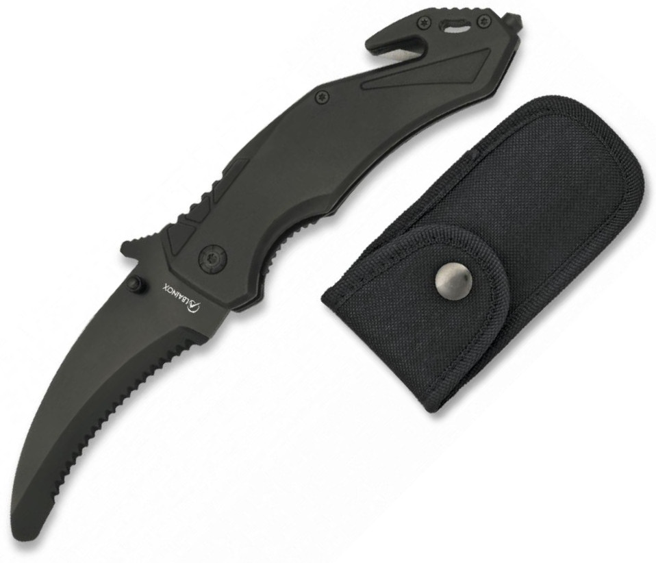 Navaja de seguridad negra de Albainox con clip, funda de nylon y hoja de 8,5 cm