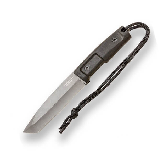 Couteau de survie JKR avec manche en caoutchouc et lame de 14,5 c...