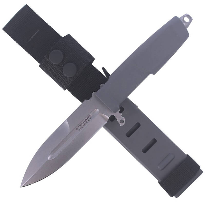 Cuchillo combate Contact C Wolf Grey de Extrema Ratio con hoja de 128mm de acero Böhler. Funda naylon