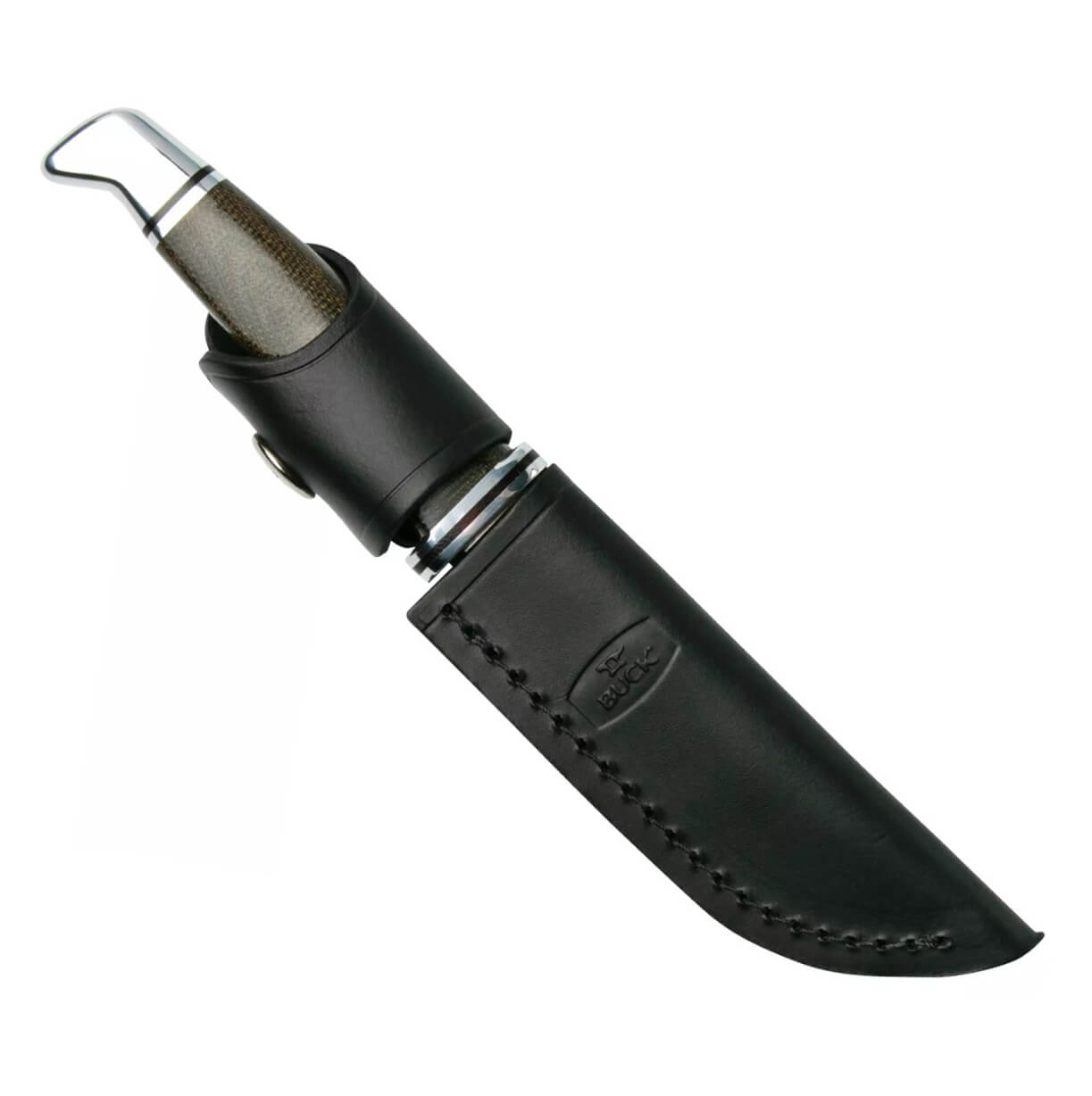 Cuchillo de caza con hoja fija de 10 cm Buck Woodsman Pro 102 con mango de micarta 0102GRS1