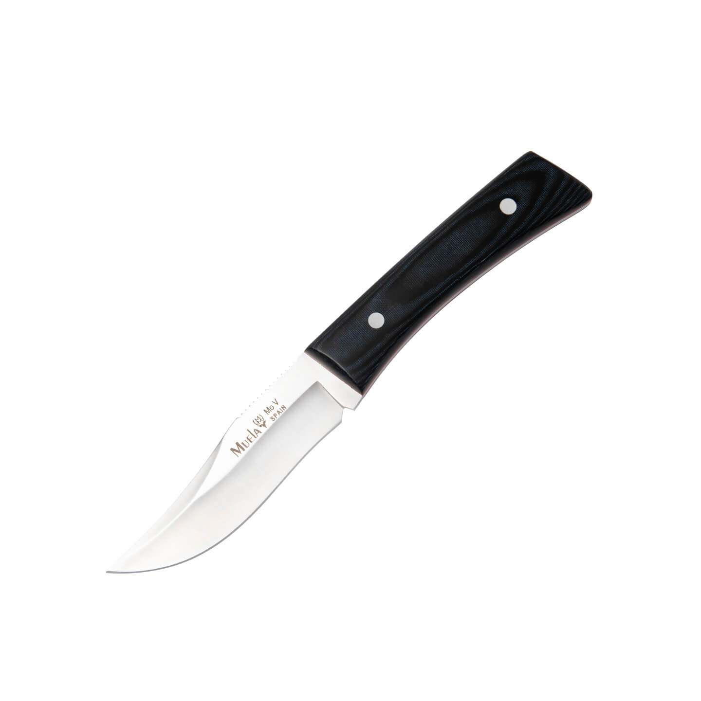 Cuchillo Muela BWE8 con mango de micarta canvas azul y funda de c...