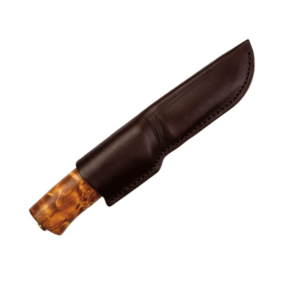 Cuchillo bushcraft Helle Eggen 75 con mango de madera de abedul y hoja de acero triple laminado de 10.1 cm