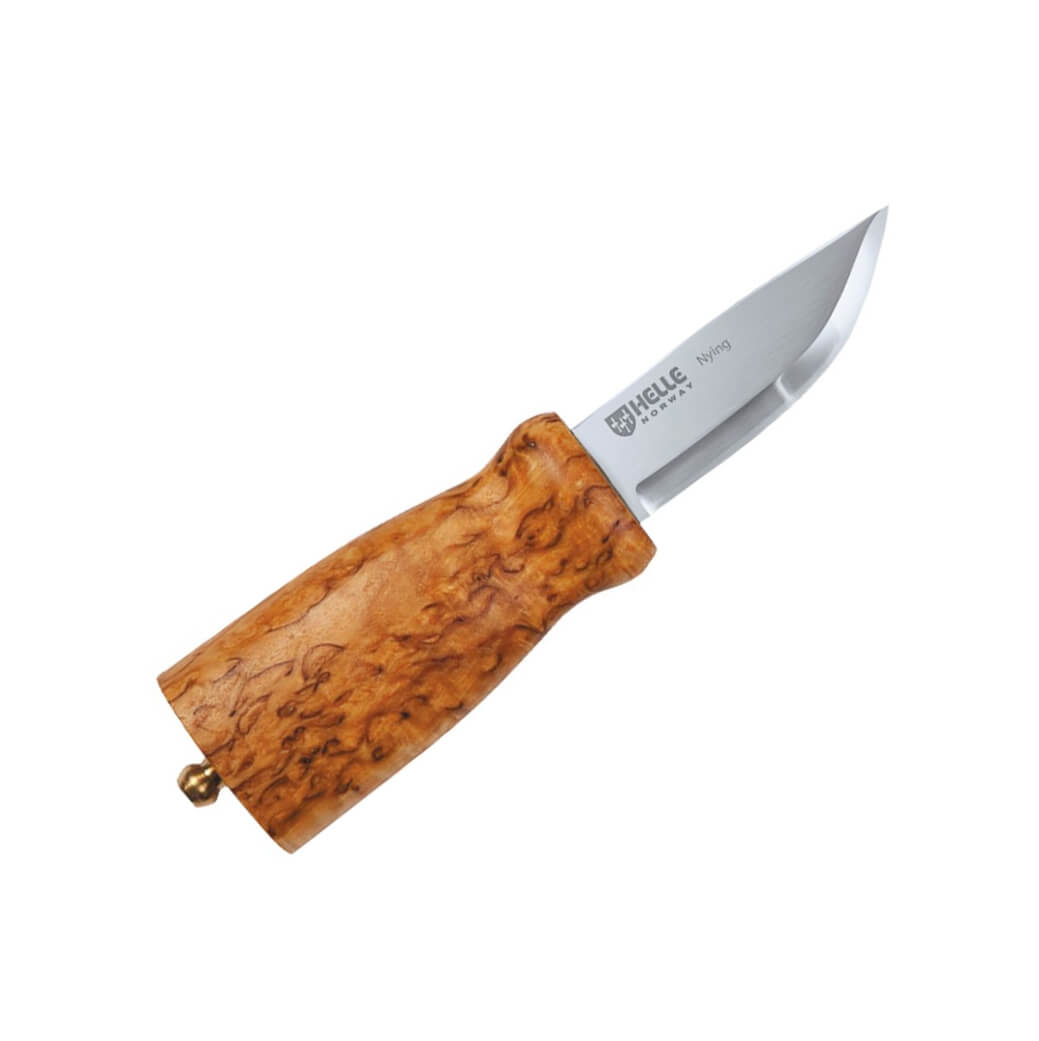 Cuchillo nórdico Helle Nying 55 con mango de madera de abedul ri...