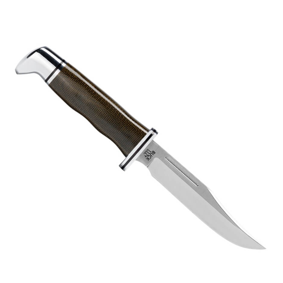 Cuchillo de caza Buck Brahma pro con mango de micarta verde y acero S35VN