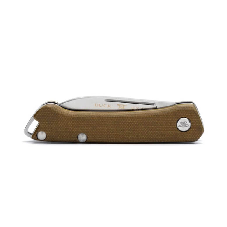 Navaja EDC Buck Saunter drop con mango de micarta verde OD 250GRS