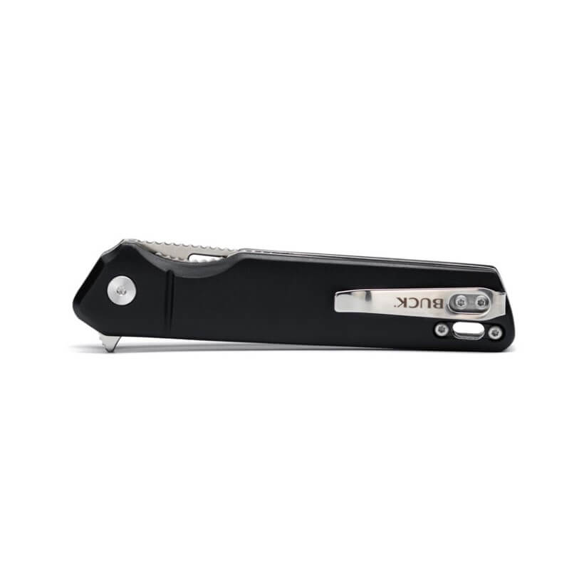 Navaja EDC Buck Infusion Black con mango de aluminio negro y hoja drop point
