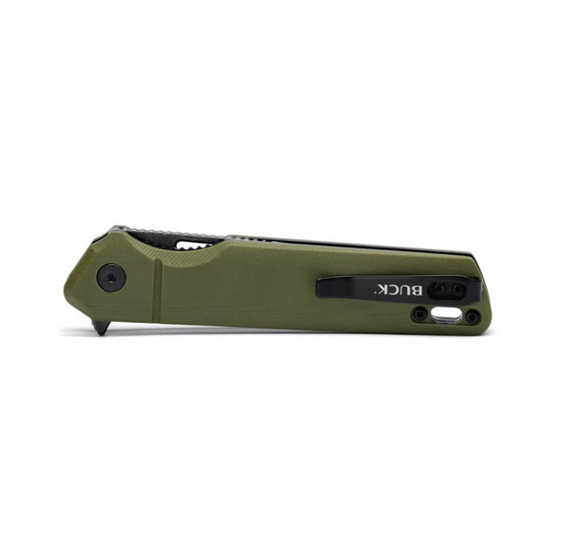 Navaja EDC Buck Infusion con mango de G10 verde y hoja negra tipo tanto 0239GRS