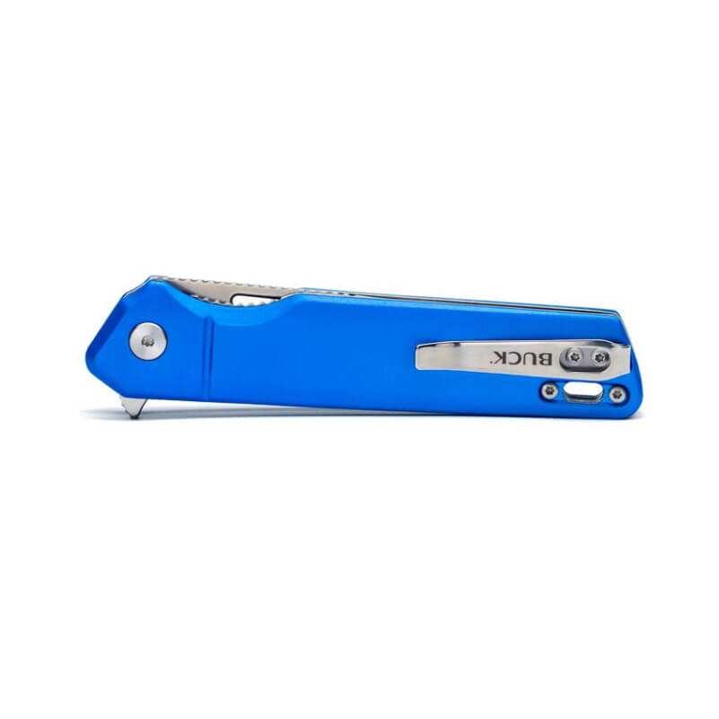 Navaja EDC Buck Infusion con mango de aluminio azul y hoja drop point 0239BLS