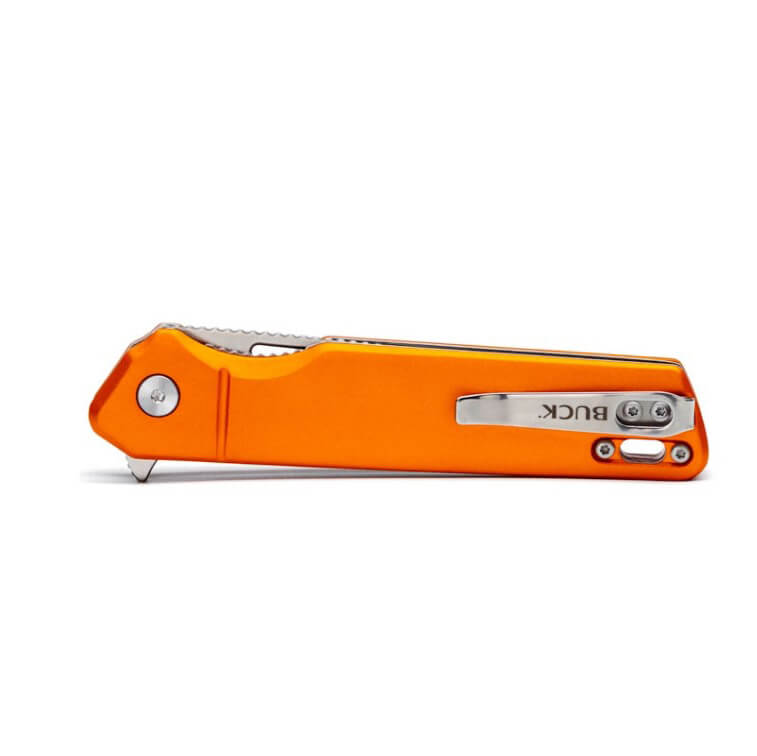 Navaja EDC Buck Infusion con mango de aluminio naranja y hoja drop point 0239ORS