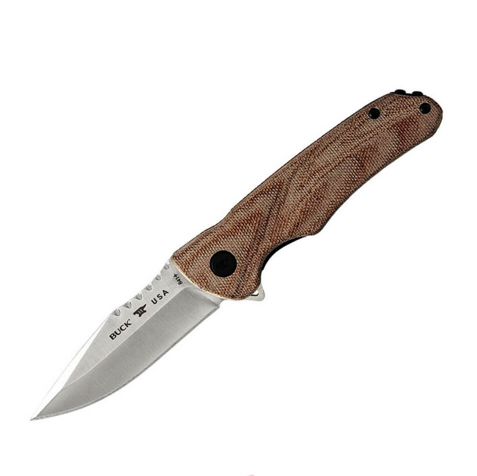 Navaja EDC Buck sprint OPS Pro micarta marrón claro con hoja de ...