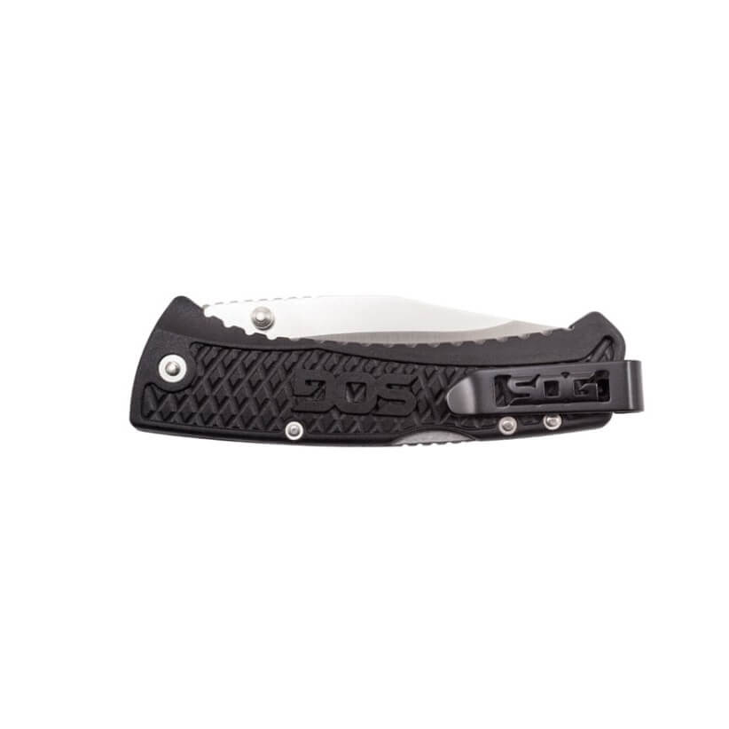 Navaja de bolsillo SOG Traction Clip Point TD1011-CP con mango de GRN negro
