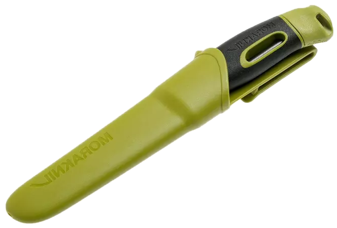 Cuchillo bushcraft Morakniv Companion Spark Green de 10,4 cm con pedernal integrado.