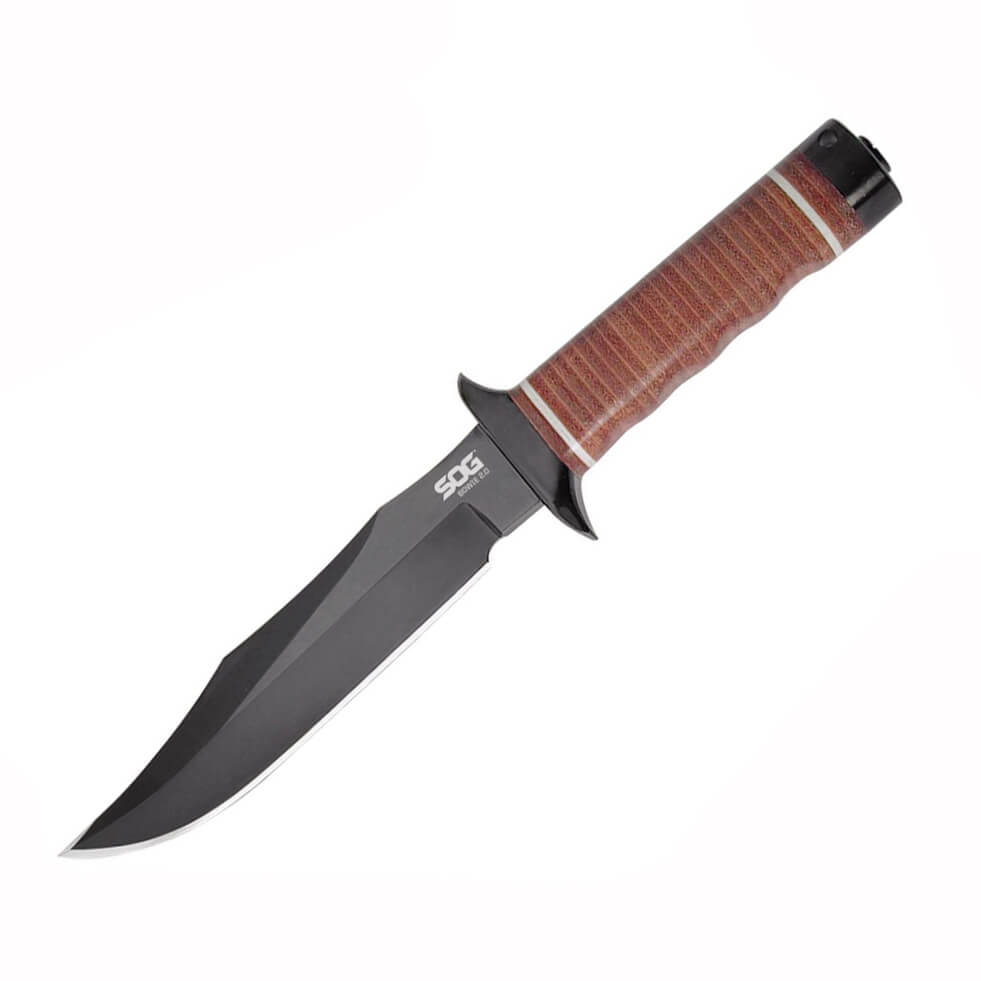 Couteau de chasse SOG Bowie 2.0 S1T-L avec étui en cuir noir et ...
