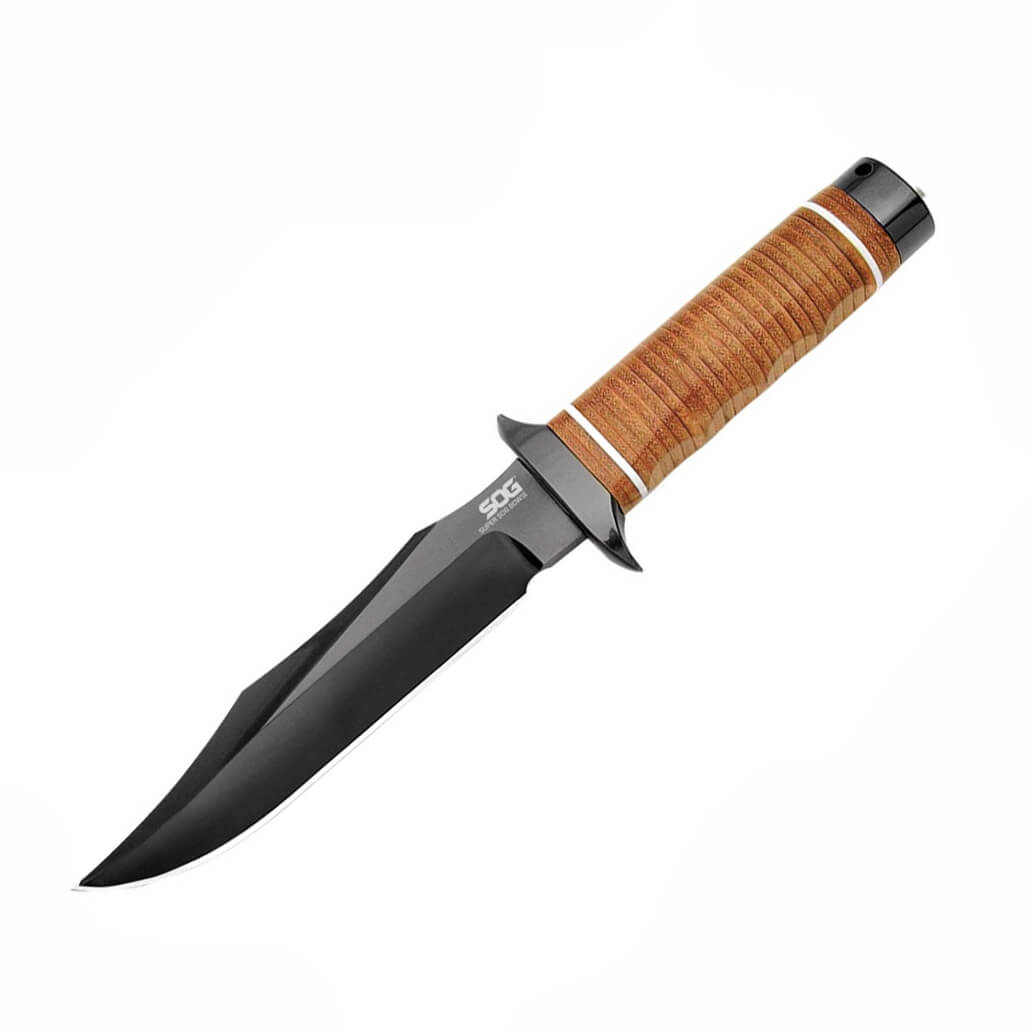 Couteau Super SOG Bowie SB1T-L avec manche en cuir