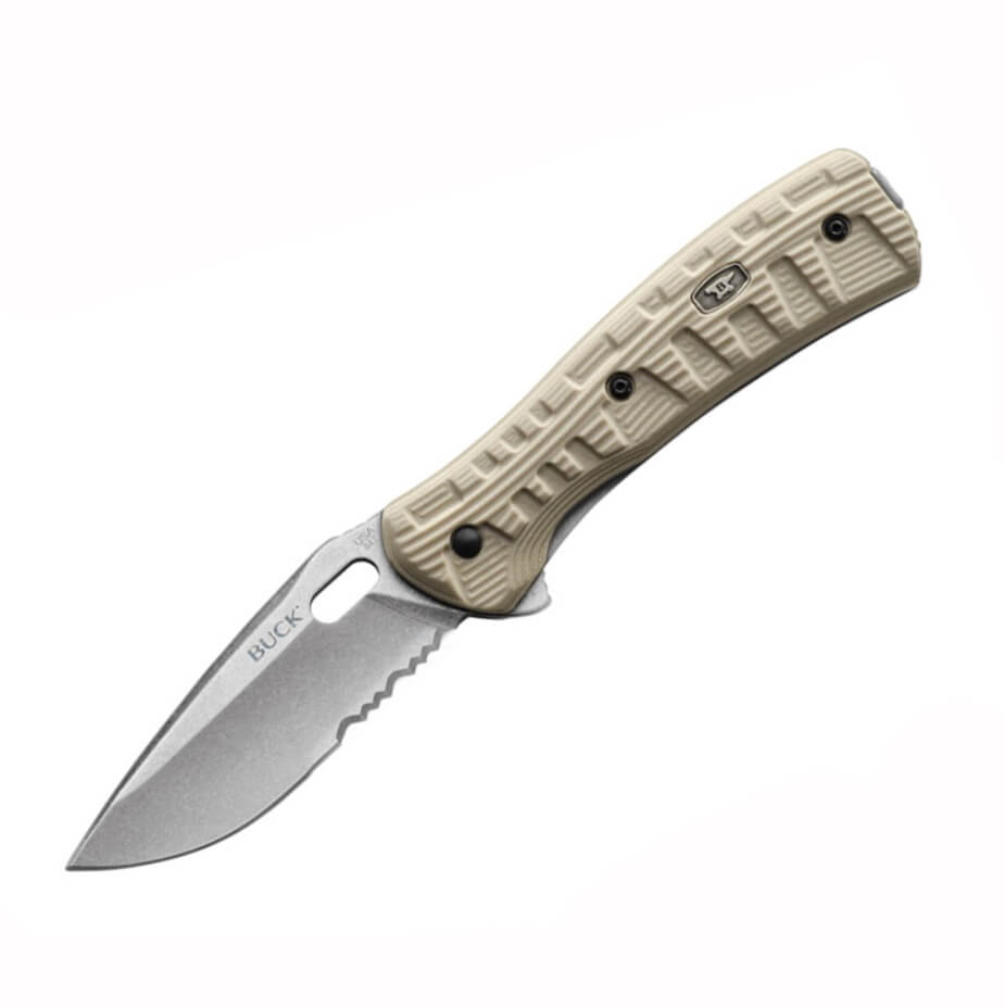 Couteau tactique combo Buck Vantage Force Pro Desert avec lame de...