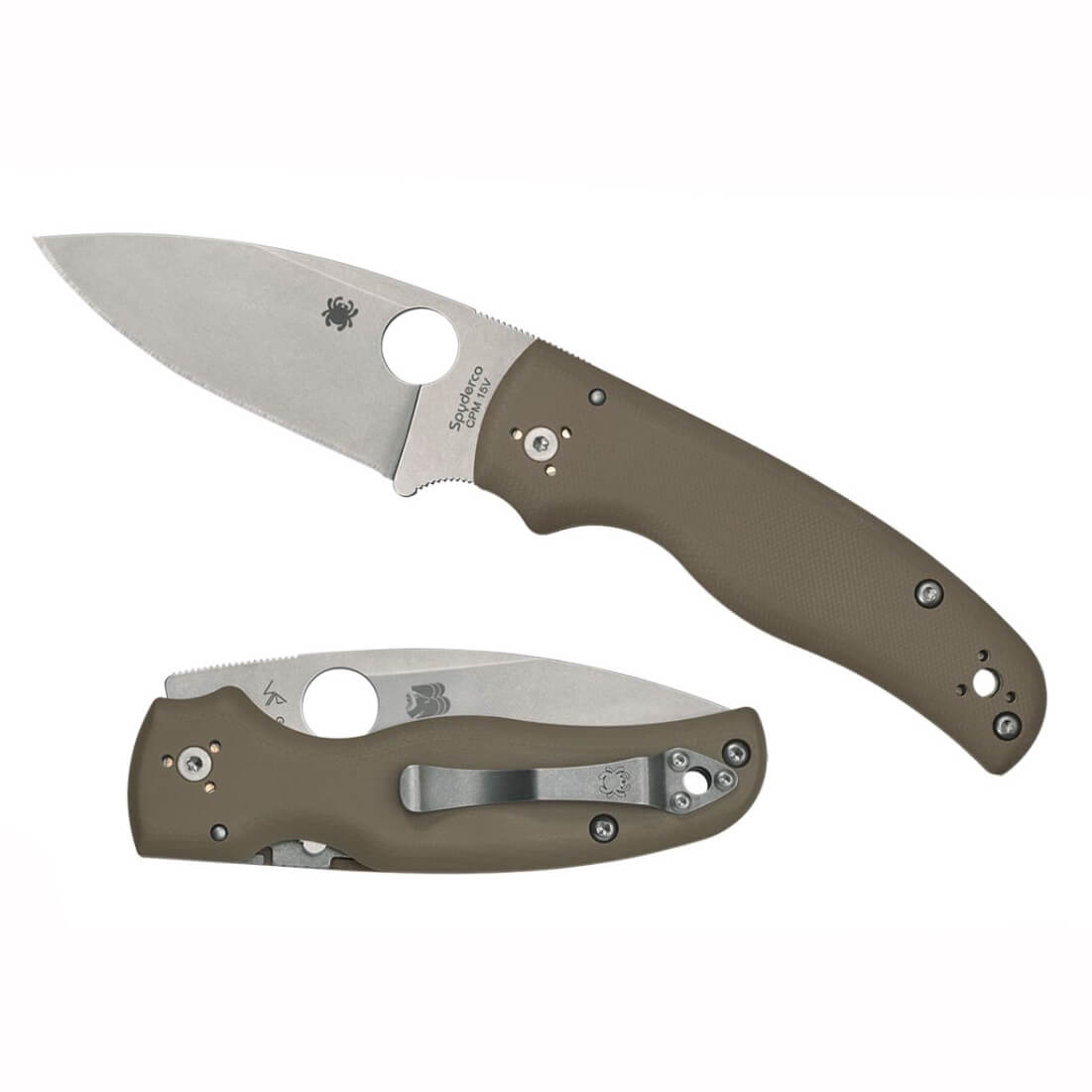 Navaja Spyderco Shaman G-10 Marrón y hoja de CPM15V con filo plano