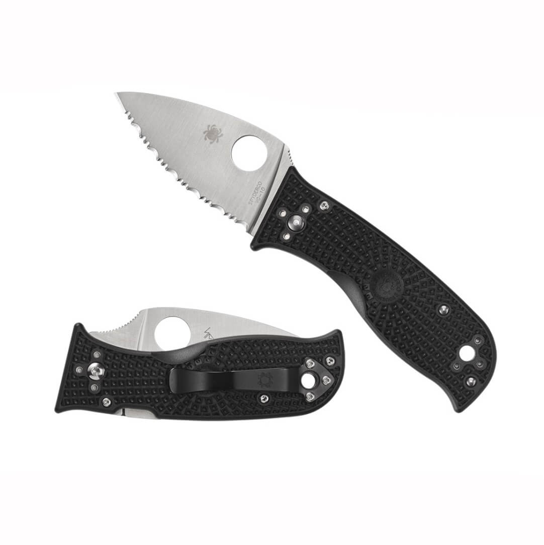 Navaja Spyderco Lil Temperance 3 con mango de FRN negro y y filo dentado C69SBK3