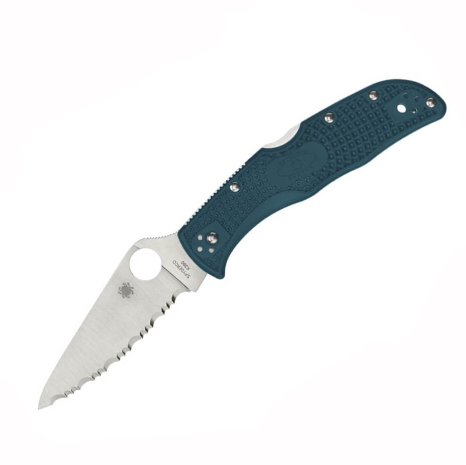 Couteau tactique Spyderco Endela avec poignées en nylon FRN bleu...